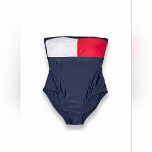 Tommy Hilfiger Colorblock One-Piece Strapless Swimsuit XL